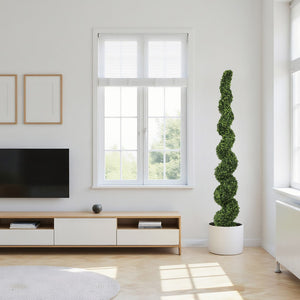English Elm 7ft Spiral Faux Boxwood Topiary Uv Resistant Artificial Tree for Patio Entryway Decor W2945P389452