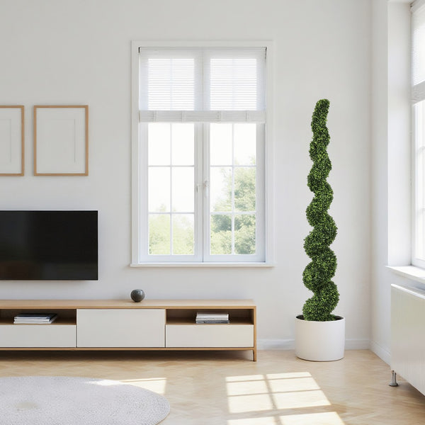 English Elm 7ft Spiral Faux Boxwood Topiary Uv Resistant Artificial Tree for Patio Entryway Decor W2945P389452
