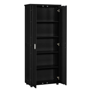 English Elm Storage Compact Two-Door Cabinet with Adjustable Shelf, Anti-Tip Safety, MDF Durability for Home Organizing Black WF323346AAB