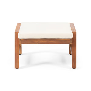 English Elm Christopher Knight Home® - Temecula Acacia Wood Outdoor Ottomans Set of 2 with Cushions — Weather-Resistant, Versatile Footrests Beige+Brown 66468.00CRM