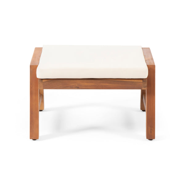 English Elm Christopher Knight Home® - Temecula Acacia Wood Outdoor Ottomans Set of 2 with Cushions — Weather-Resistant, Versatile Footrests Beige+Brown 66468.00CRM