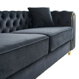 English Elm 86'' W Luxury Modern Tufted Sofa With 2 Piece s Of Toss Pillows For Living Room ,Bedroom,Black Color