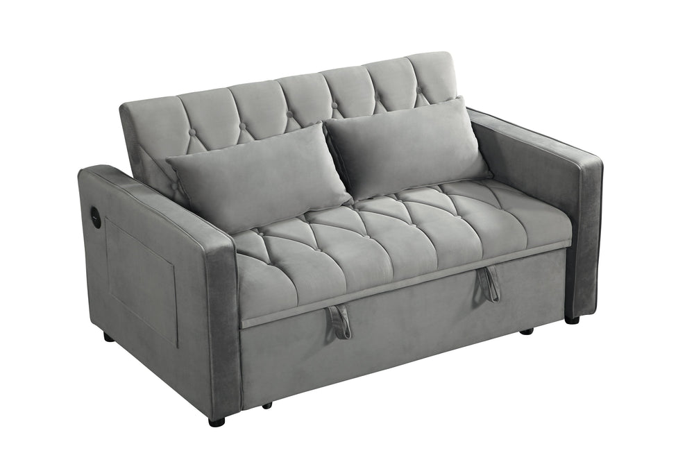 English Elm 3 In 1 Sleeper Sofa Couch Bed - Versatile Gray Futon With Adjustable Backrest & Space-Saving Design W1420P193614