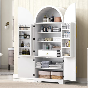English Elm K&k Farmhouse Pantry Cabinet 72 Inch Tall Mdf Cupboard with Adjustable Shelves White N707S000020W
