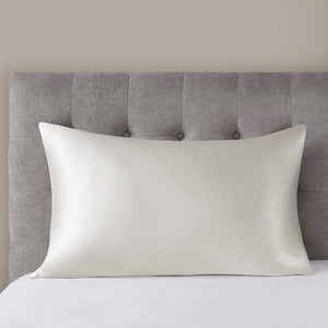 JLA Home Madison Park - 100% Mulberry silk pillowcase 25mm 6A OEKO-TEX satin finish with hidden zipper for skin & hair care Ivory MP21-7271