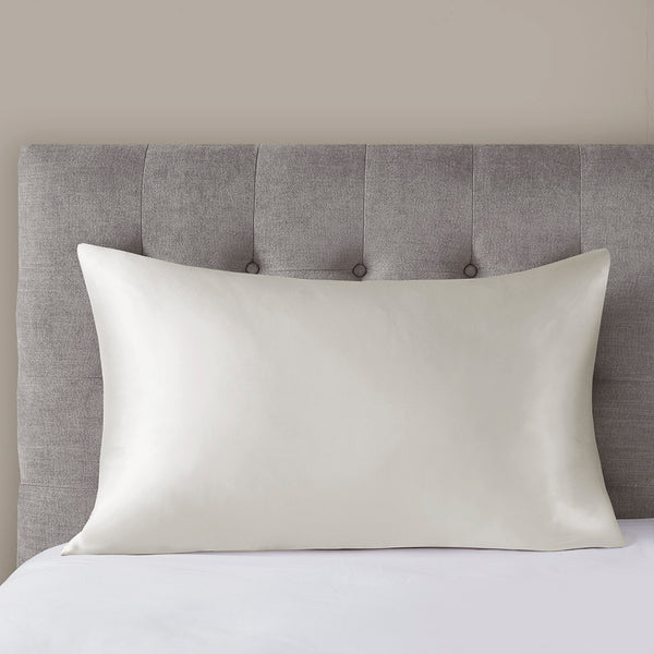 JLA Home Madison Park - 100% Mulberry silk pillowcase 25mm 6A OEKO-TEX satin finish with hidden zipper for skin & hair care Ivory MP21-7271