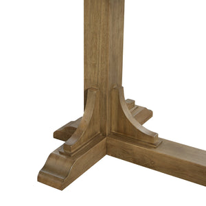 English Elm Counter Elm Veneer Table with Turned Legs and Drawer, Warm Finish, Open Shelf & Metal Rail Almond 88 L x 48.75 W x 9.5 H B2699S00092