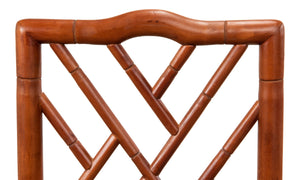 Sarreid Brighton Bamboo Side Chair Set Of 2 - Stylish Birch Frame With Elegant Black Faux Leather Finish Brown  17903