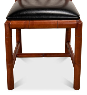 Sarreid Brighton Bamboo Side Chair Set Of 2 - Stylish Birch Frame With Elegant Black Faux Leather Finish Brown  17903