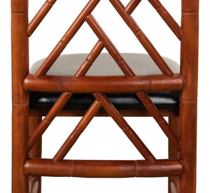 Sarreid Brighton Bamboo Side Chair Set Of 2 - Stylish Birch Frame With Elegant Black Faux Leather Finish Brown  17903