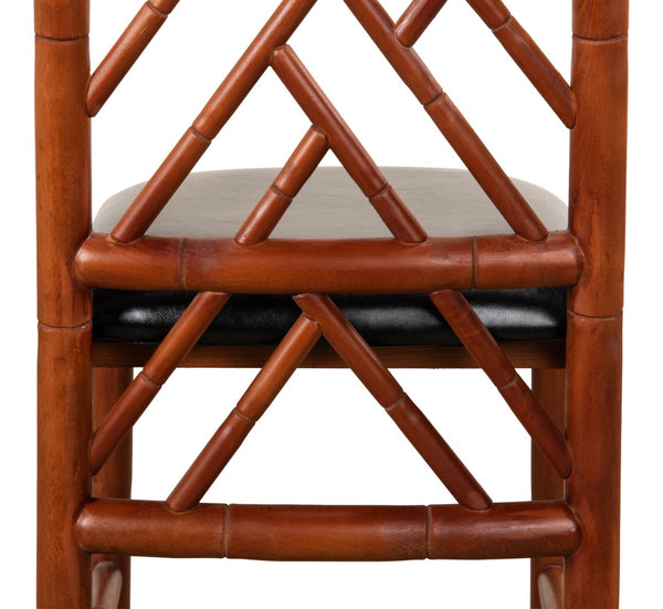 Sarreid Brighton Bamboo Side Chair Set Of 2 - Stylish Birch Frame With Elegant Black Faux Leather Finish Brown  17903