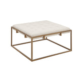 Madison Park Greenwich Modern/Contemporary Square Shape Button-tufted Upholstered Metal Base Ottoman/Coffee Table MP101-1164 Ivory