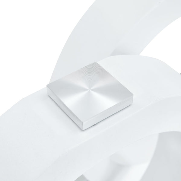 English Elm Contemporary Glass Top Coffee Table with Dual Circle White Mdf Base for Living Room W3875P397147