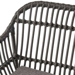 English Elm Rodney Polyethylene Rattan Accent Chair Set Woven Over Steel Frame for Modern Living 65036.00GRY