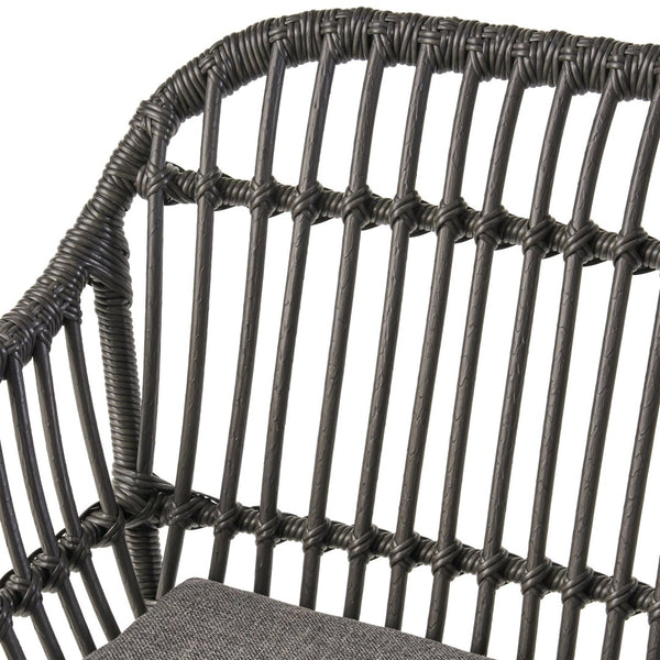 English Elm Rodney Polyethylene Rattan Accent Chair Set Woven Over Steel Frame for Modern Living 65036.00GRY