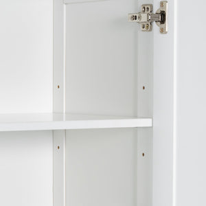 English Elm Tall Bathroom Cabinet with Tilt-Out Laundry Hamper, Adjustable Shelves, Anti-Tip Design & Large Storage White WF323481AAK