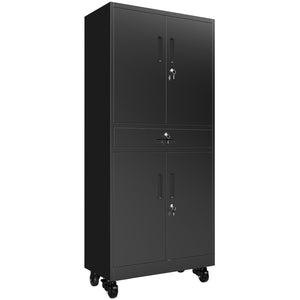 English Elm Metal Rolling Garage Cabinet with Pegboard Door Drawer Locking Storage and Adjustable Shelves T2398P465998