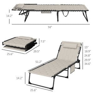 English Elm Outsunny Folding Chaise Lounge Set - 5-Level Recline, Cushioned Comfort, Portable Outdoor Chairs! W2225P200625-GIGA
