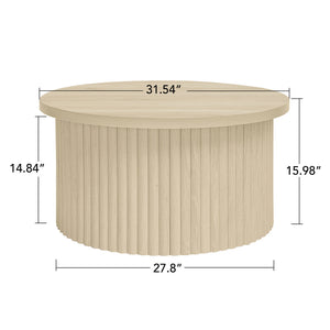 English Elm Coffee Table - Modern Round Accent Table With Flip-Top Design For Small Spaces & Living Rooms W688P248119