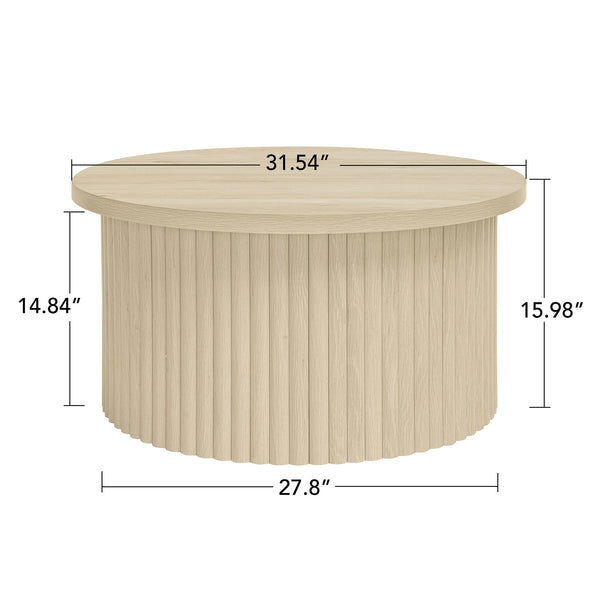 English Elm Coffee Table - Modern Round Accent Table With Flip-Top Design For Small Spaces & Living Rooms W688P248119