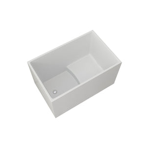 English Elm 43" Acrylic Freestanding Soaking Tub with Built-in Seat Glossy White Modern Bath T3785P380644
