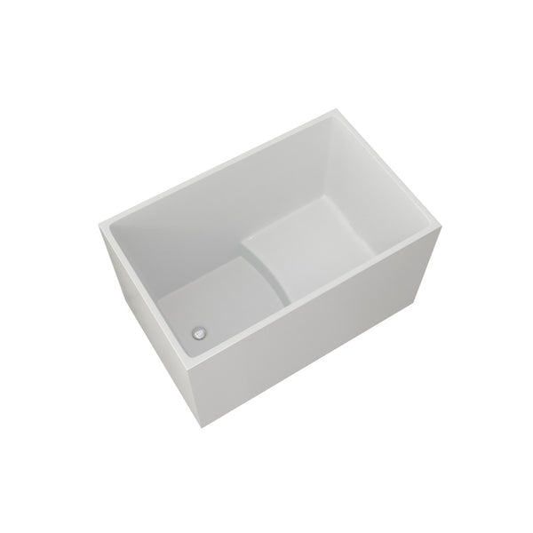 English Elm 43" Acrylic Freestanding Soaking Tub with Built-in Seat Glossy White Modern Bath T3785P380644