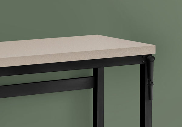 English Elm Computer Desk - Adjustable Height Standing Workstation, Modern Beige Laminate & Black Metal Frame B2710P219894