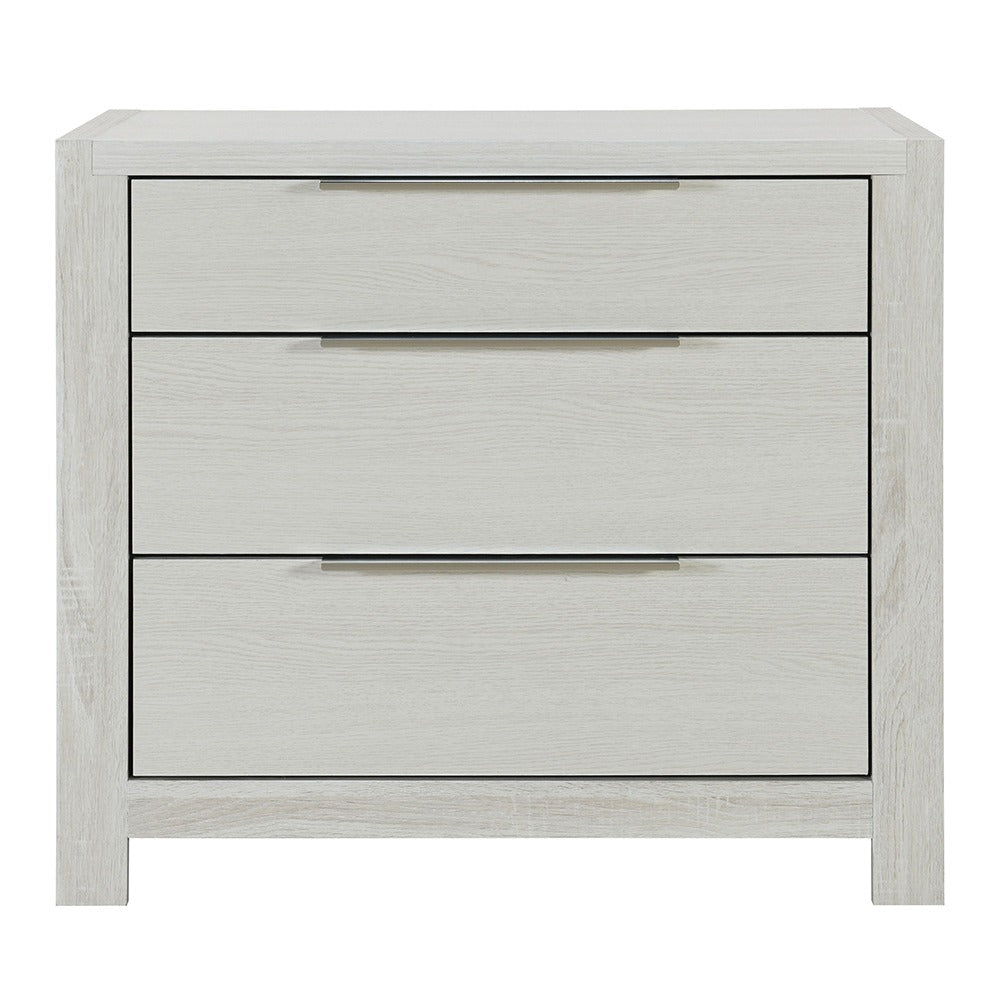 English Elm Modern 3-Drawer Nightstand Beige Finish with Dovetail Full-Extension Drawers, Metal Hardware, 30"W x 17"D x 27"H B2741P405641