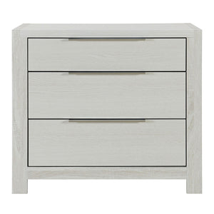 English Elm Modern 3-Drawer Nightstand Beige Finish with Dovetail Full-Extension Drawers, Metal Hardware, 30"W x 17"D x 27"H B2741P405641