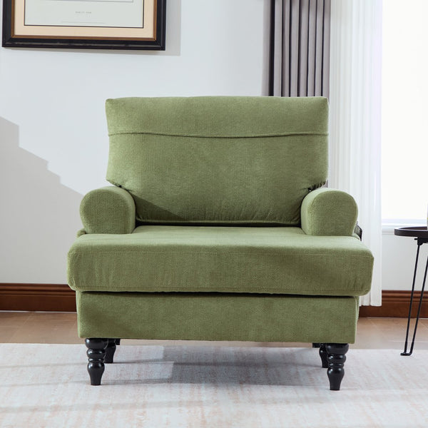 English Elm Modern Chenille Recliner Chaise Lounge Sofa Chair with High-Resilience Foam, Wide Seat, 550lb Capacity Olive Green W395P371338