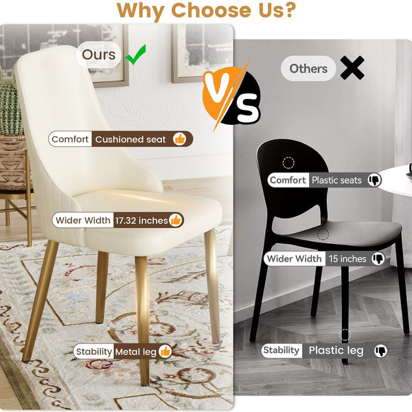 English Elm Modern PU sponge-filled dining chair with faux leather, foam comfort, metal legs and 280lb capacity Beige W1535119452