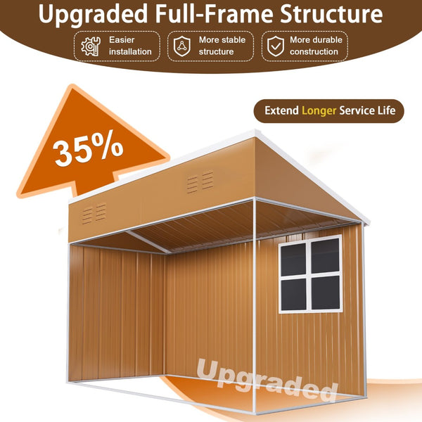 English Elm 8x4 Galvanized Steel Outdoor Storage Shed Weatherproof Backyard Tool Organizer W2700P344174