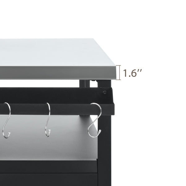 English Elm K&K 54.5" Outdoor Kitchen Island with 1.6" Stainless Top, Locking Wheels, Spice Rack & Bottle Opener N707P270779B