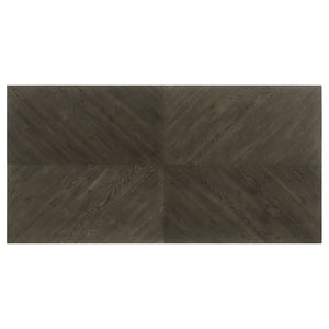 English Elm Glenmoor Dark Grey Rectangular Dining Table with Geometric Double Pedestal Base Rustic Edge Top B062P358240