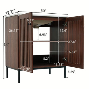 English Elm Christopher Knight Home® - 30" Vintage Bathroom Vanity with Rectangle Ceramic Sink, Rubber Wood Legs, Soft-Close Doors, Adjustable Shelves Antique brown,Dark Brown N817P245324B