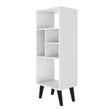 Manhattan Comfort Warren Mid-Century Modern Bookcase White with Black Feet 179AMC205