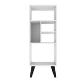 Manhattan Comfort Warren Mid-Century Modern Bookcase White with Black Feet 179AMC205