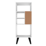 Manhattan Comfort Warren Mid-Century Modern Bookcase White with Black Feet 179AMC205