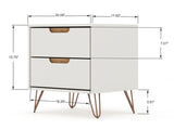 Manhattan Comfort Rockefeller Mid-Century Modern 2- Piece Tall Dresser and Nightstand Off White and Nature 179GMC3