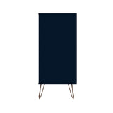 Manhattan Comfort Rockefeller Mid-Century Modern 2- Piece Tall Dresser and Nightstand Tatiana Midnight Blue 179GMC4