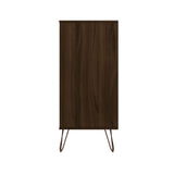 Manhattan Comfort Rockefeller Mid-Century Modern 2- Piece Tall Dresser and Nightstand Brown 179GMC5