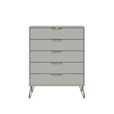 Manhattan Comfort Rockefeller Mid-Century Modern 2- Piece Tall Dresser and Nightstand Off White 179GMC8