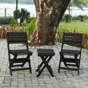 English Elm Coastal Bay Recycled Hdpe Folding Bistro Chair for Patio and Balcony Use Black B2745P409662