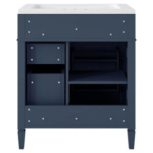 English Elm 30'' Modern Bathroom Vanity With Soft-Close Drawers, Tip-Out Storage & Elegant Roman Legs, White SW000122AAC-2