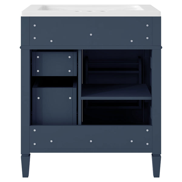 English Elm 30'' Modern Bathroom Vanity With Soft-Close Drawers, Tip-Out Storage & Elegant Roman Legs, White SW000122AAC-2
