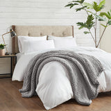 Madison Park Chunky Double Knit Casual Hand Made Chunky Double Knit Throw Blanket MP50-6136 Grey