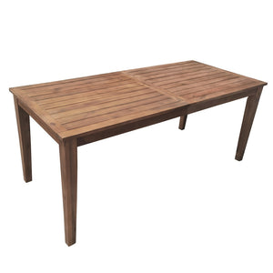 English Elm U_style Solid Acacia Wood Patio Dining Set Six Stackable Chairs Cushions Modern Outdoor Burly Wood WY000459AAD