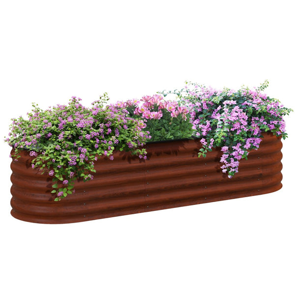 English Elm Outsunny 6.5' Galvanized Raised Garden Bed Kit - Durable Elevated Planter For Flowers, Herbs & Veggies W2225P174422-GIGA