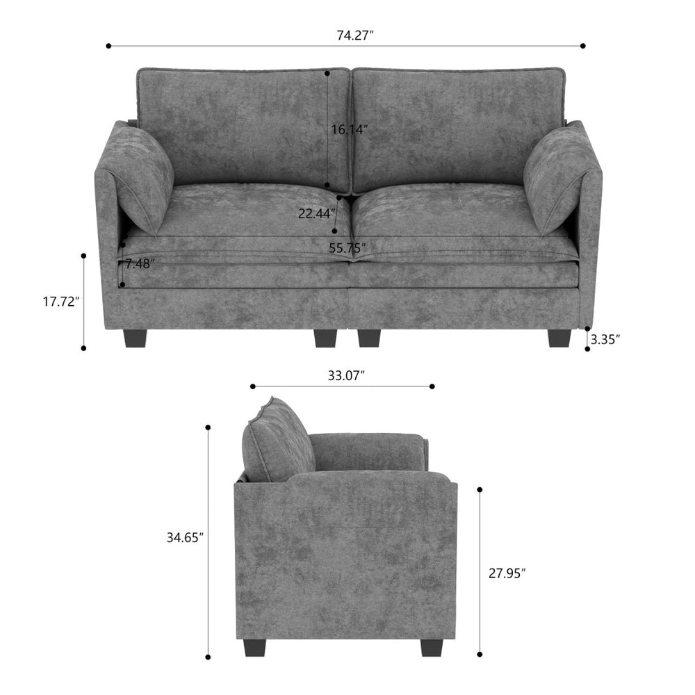 English Elm 74.27'' Mid-century Modern 2 Seat Loveseat with Pocket Spring and Breathable Fabric W680P221017