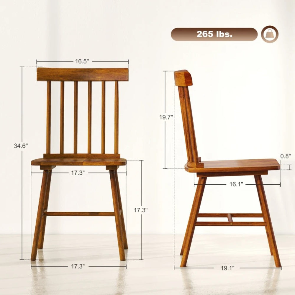 English Elm Comfortable Windsor Spindle Rubberwood Dining Chairs Set of 2 for Farmhouse Kitchen T3971P503949